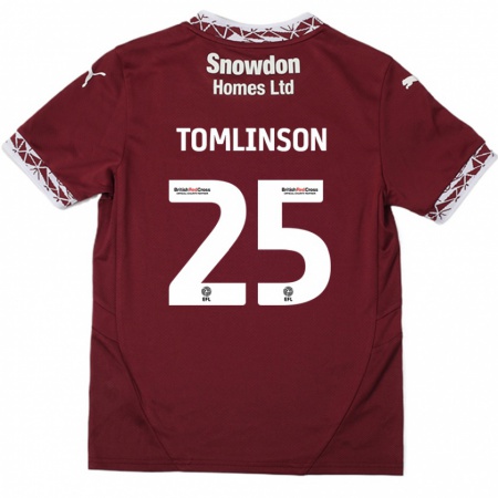 Kandiny Naisten Josh Tomlinson #25 Burgundia Kotipaita 2024/25 Lyhythihainen Paita T-Paita