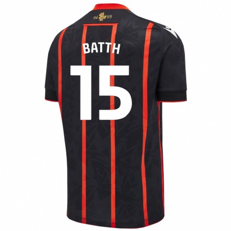 Kandiny Naisten Danny Batth #15 Musta Punainen Vieraspaita 2024/25 Lyhythihainen Paita T-Paita